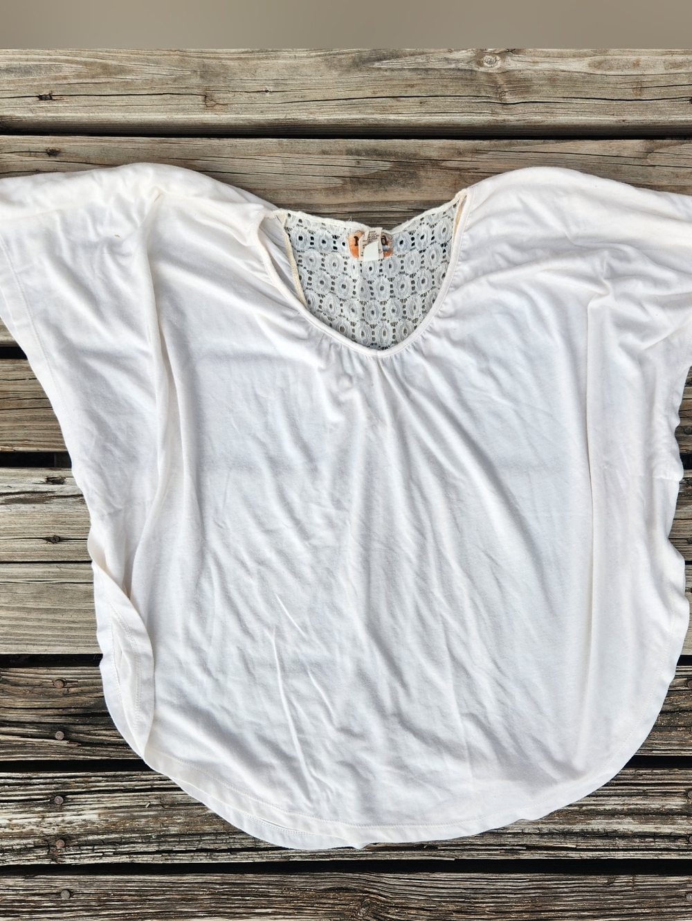 Mudd Poncho Flutter Sleeve Flowy Boho Crochet Top White XS Hippie Y2k